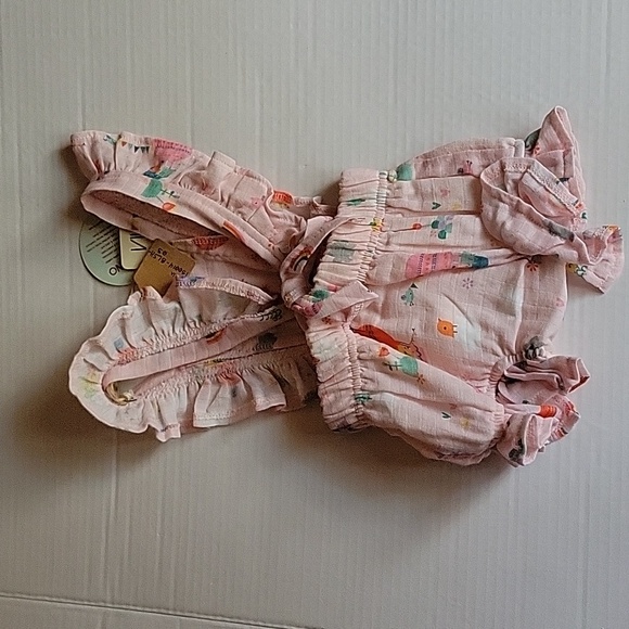 Viverano Organic Comfort Ruffle & Tie Back Romper (Organic Muslin) - Picture 6 of 9